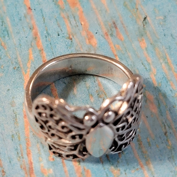 925 Sterling Butterfly Ring filagree - Picture 7 of 11